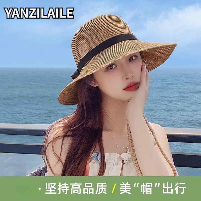 レディース 麦わら帽子 漁夫帽 夏用 日よけ UVカット 海辺用 ストロー素材 軽量 女性用 フィッシャーマンハット 防紫外線 遮陽 太陽帽 ビーチ アクセサリー