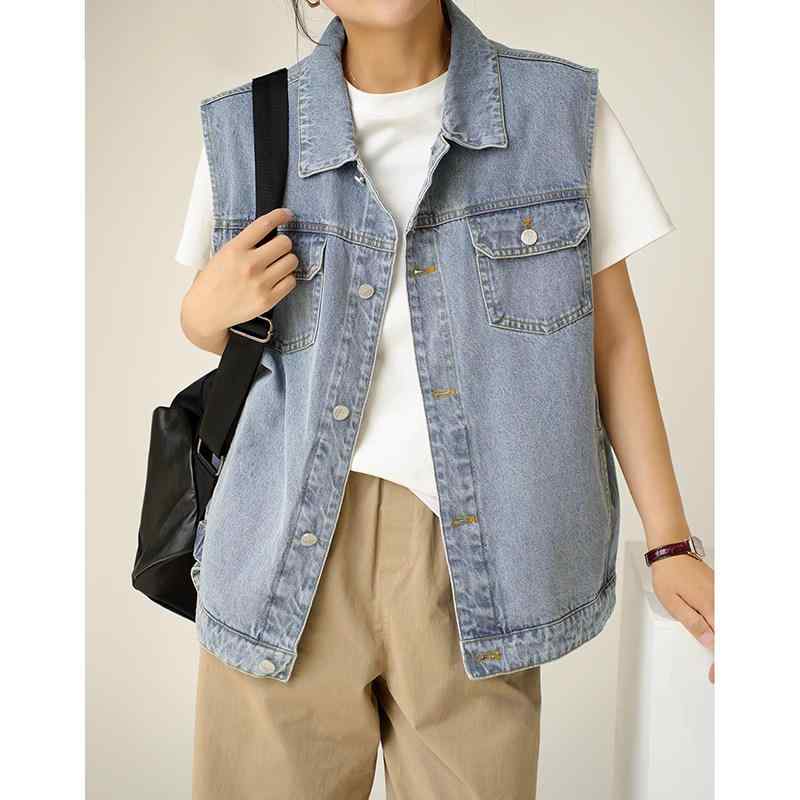 Other - ベスト キッズ レディース デニム 綿 襟付き レイヤード 春秋 カジュアル 普段使い 軽量 伸縮性