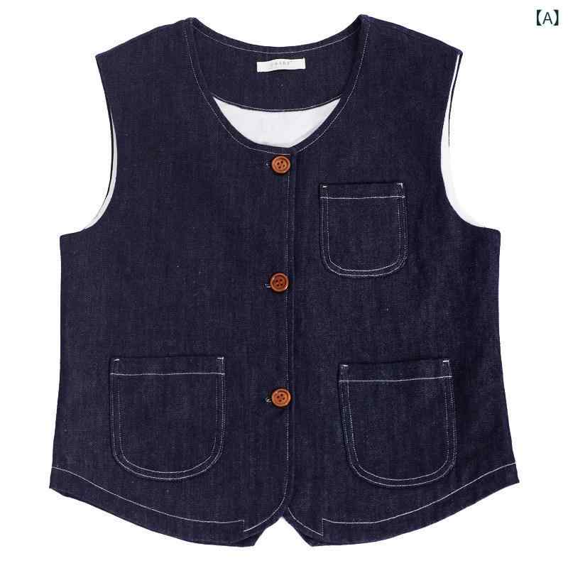 リバーパディのキッズ 女の子用 デニム ベスト 春秋 アウター トップス 合わせやすい カジュアル スタイル 軽量 伸縮性 コーディネート 普段使い 学校着｜アングル2