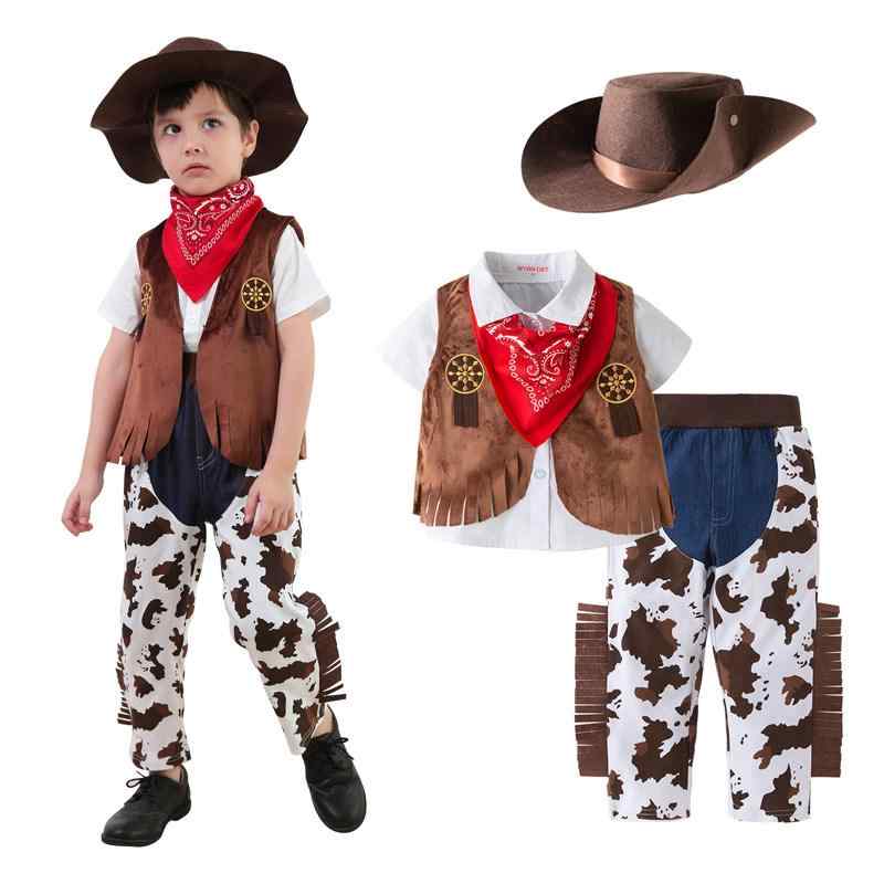 子供服 男の子用 ウェスタン カウボーイ コスプレ 5点セット 遊び着 変装服 キッズ...