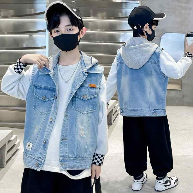 キッズ 男の子用 デニム ベスト 取り外しフード付き 春秋 薄手 アウター 軽量 スタイリッシュ 普段使い 再生繊維 混 コットン 風 通気性 良い クール ビッグシルエット ストリート ファッション・スタイル: カジュアル・主な素材: デニム・厚み: 薄手・前立て: シングルブレスト・柄: 無地・対象: 男性・カラー展開: ブルー.レトロブルー・フード: 着脱式・サイズ展開: 110cm.120cm.130cm.140cm.150cm.160cm.170cm