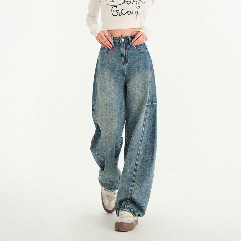 パンツ デニム フロア丈 シザースカット ロングレッグ スリムフィット テーパード 普段使い カジュアル 伸縮性