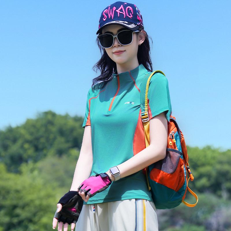 乐天商城 - レディース 短袖 Tシャツ 夏用 接触冷感 軽量 通気性 速乾 アウトドア ランニング 運動 カジュアル スリム シンプル トップス 吸湿 伸縮性