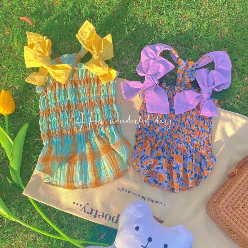 ペット服 猫用 小型犬用 春 薄手 花柄 キャミソール スカート 大型 蝶結 リボン かわいい 軽量 室内着 通年対応