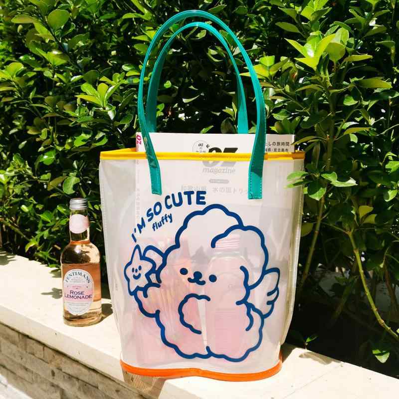 Bags, School Rucksacks - 女子用 ビーチバッグ 透明メッシュ 片肩トート 大容量 プール 入浴用 弁当入れ ジェリータイプ 軽量 防水 夏用 かわいい