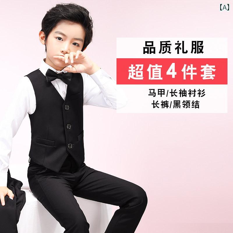子供スーツ 男の子 3点セット フォーマル 礼服 演奏会 発表会 司会者 花童 パーティー 結婚式 タキシード風 ジャケット ズボン シャツ ネクタイ セット キッズ フォーマルウェア 礼装 式典服