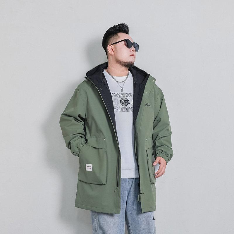 ジャケット メンズ 秋用 中長丈 フード付き ゆったり ワーク風 トレンチコート 大きめサイズ アウトドア 軽量 吸湿速乾 通勤 普段使い グレー系 ブラック