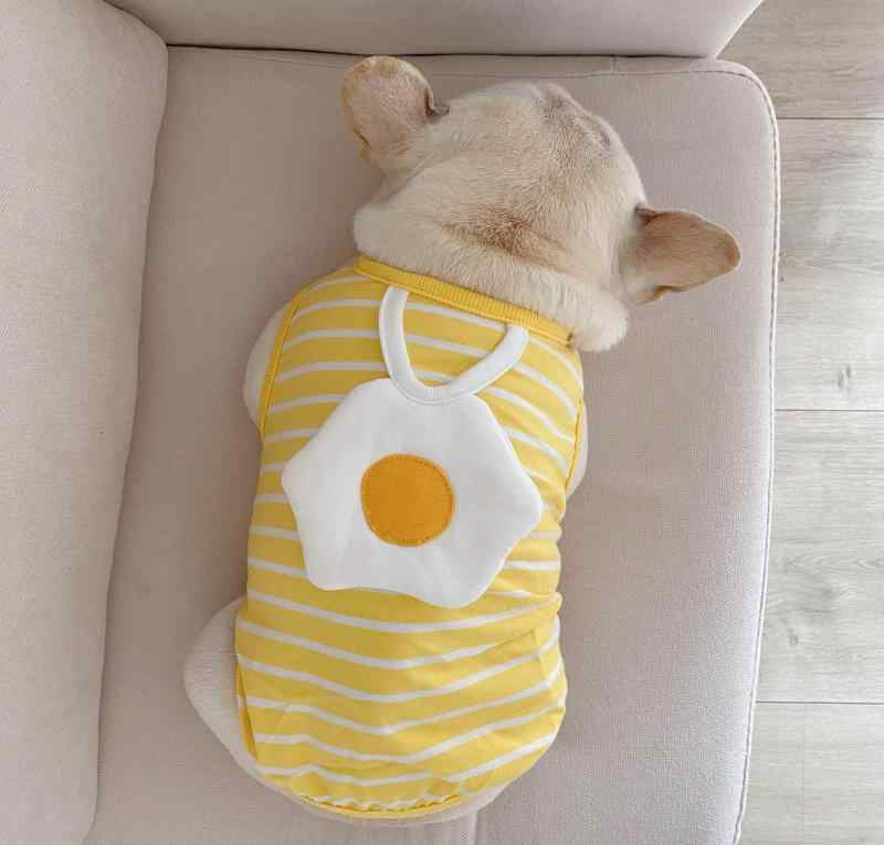 犬用 春夏 ベスト ストライプ 卵柄 ペット服 小型犬 タンクトップ 通気性 軽量 吸湿速乾 カジュアルスタイル