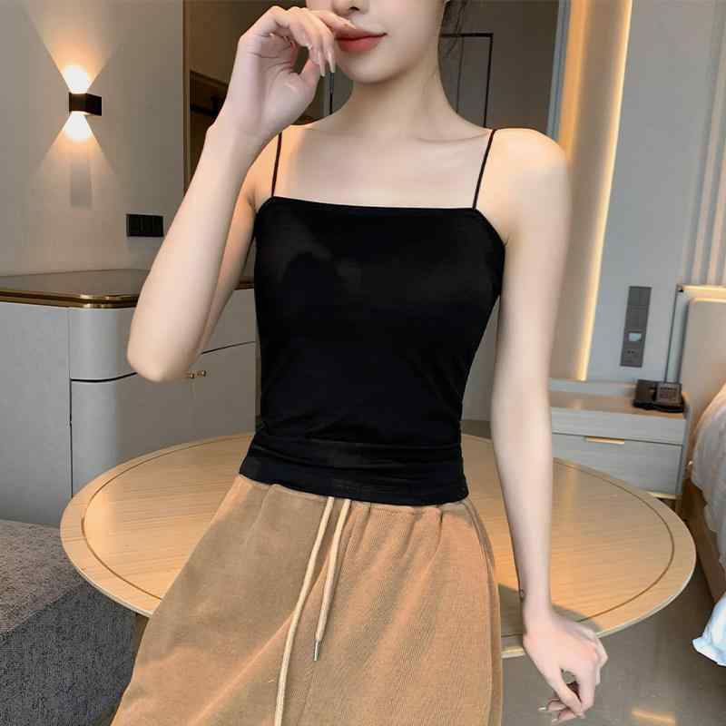 キャミソール レディース ブラック 吊り紐 背中開き ノンパッド 夏用 インナー トップス タンクトップ スタイリッシュ 軽量 伸縮性 カジュアル 普段使い レイヤード