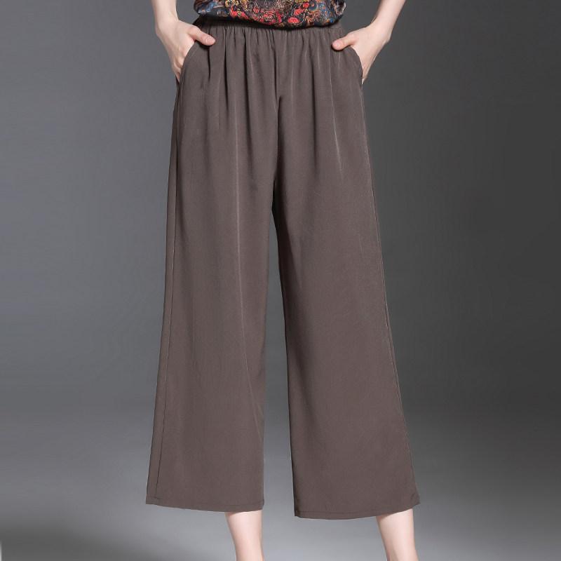 レディース 夏用 ワイドパンツ クロップド丈 カジュアル ゴムウエスト 普段使い 軽量 通気性 吸湿速乾 女性らしいシルエット