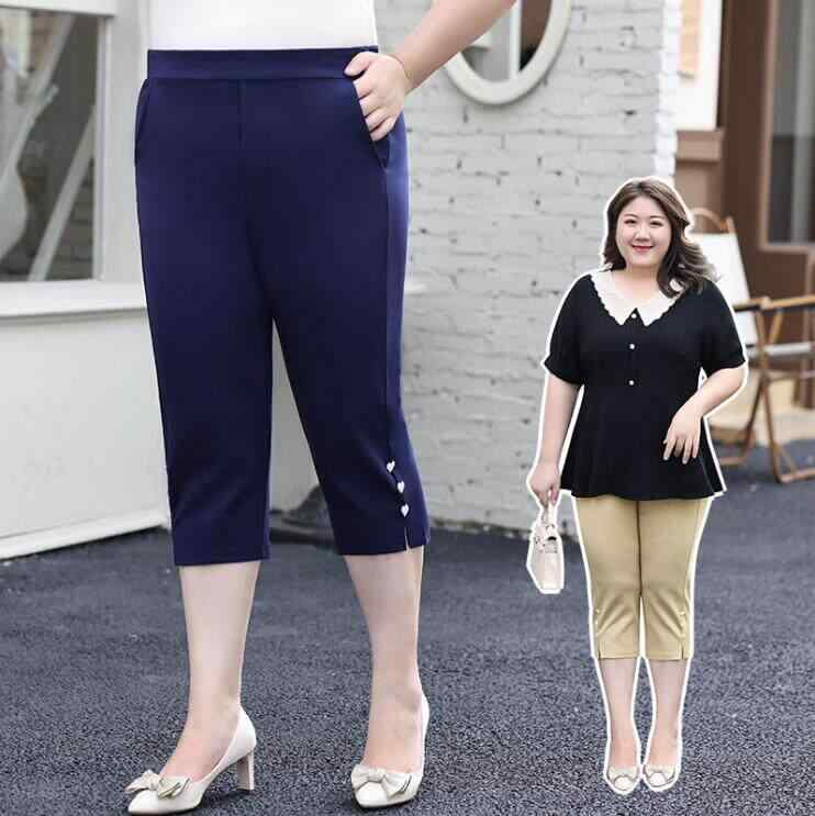 レディース ハイウエスト 七分丈パンツ ゆったり 大きめサイズ 伸縮性 お腹カバー 夏秋 カジュアル 普段使い ビッグシルエット ぽっちゃり対応・適用年齢: 25-29歳・サイズ展開: 2XL, 3XL, 4XL, 5XL, 6XL, 7XL・・腰位置: 高腰・要素: 非対称・カラー展開: 側辺ハート形バックル黒(七分), 側辺ハート形バックル白(七分), 側辺ハート形バックル黒(長), 側辺ハート形バックル白(長), 裾三ボタン黒(七分), 裾三ボタン白(七分), 花柄ボタン(七分)・ディテール: ポケット・丈長: 七分.長・パンツ形状: 直筒