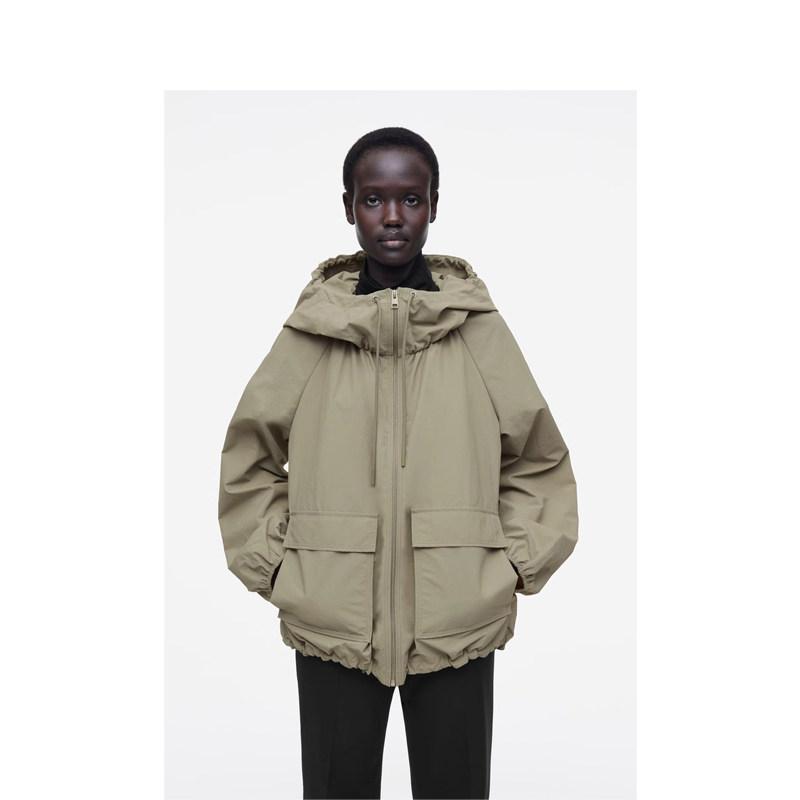 レディース コート フード付き ワーク風 機能性 パーカートレンチ アウター 春夏 軽量 伸縮性 普段使い アウトドア 再生繊維 ブラック系 グレー系