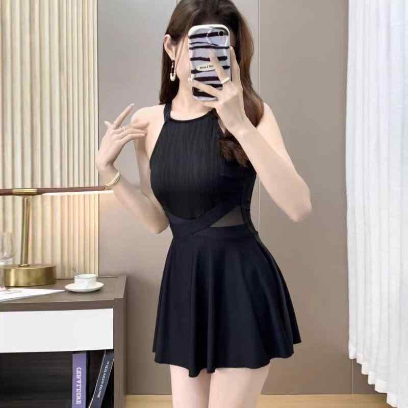 女性用 水着 一体型 夏用 無地 高級感 スカート付き 修身 スリム効果 腹部カバー 保守的 フィット プール 海 ビーチ スイムウェア ハイウエスト ストレッチ