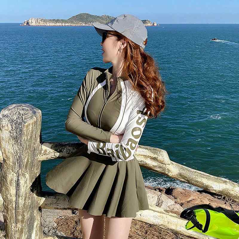 水着 レディース 長袖 ワンピース 大きいサイズ 体型カバー UVカット 温泉用 保守的 ゆったり 伸縮性 夏用