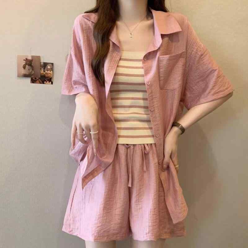 レディース 短袖 シャツ キャミソール セット 夏 ゆったり かわいい ソフト スタイル ぽっちゃり対応 高級感 スリム効果 肉カバー トップス スイート 通勤 普段使い