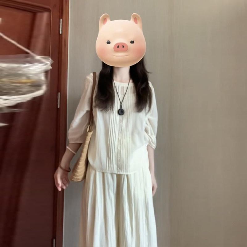 夏 レディース トップス ワイドパンツ セット 韓国 優しいスタイル ユニーク 高級...