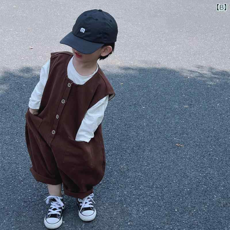 ベビー キッズ 袖なし ロンパース 連体服 春秋 外出着 男女共用 カジュアル 伸縮性...