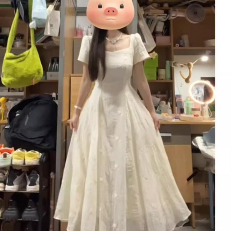 レディース ワンピース 小柄対応 夏 Aライン ロングドレス かわいい 初恋風 高級感...