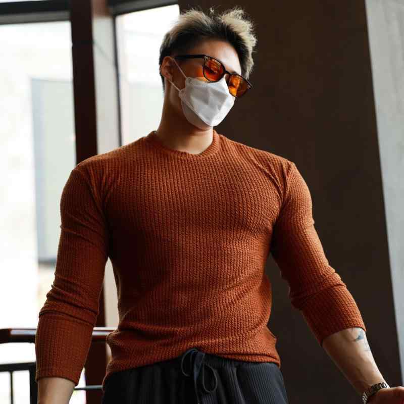 T-Shirts - 長袖Tシャツ メンズ トレーニング フィットネス 伸縮性 抗シワ クルーネック プルオーバー スポーツ トップス 普段使い アウトドア 軽量 吸湿速乾