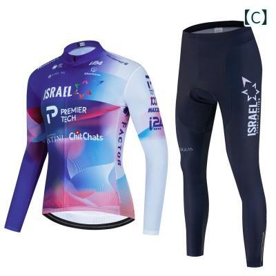 リバーパディのメンズ サイクリング ウェア セット 秋冬用 ロードバイク フリース素材 保温 伸縮性 吸湿速乾 アウトドア スポーツ｜アングル3
