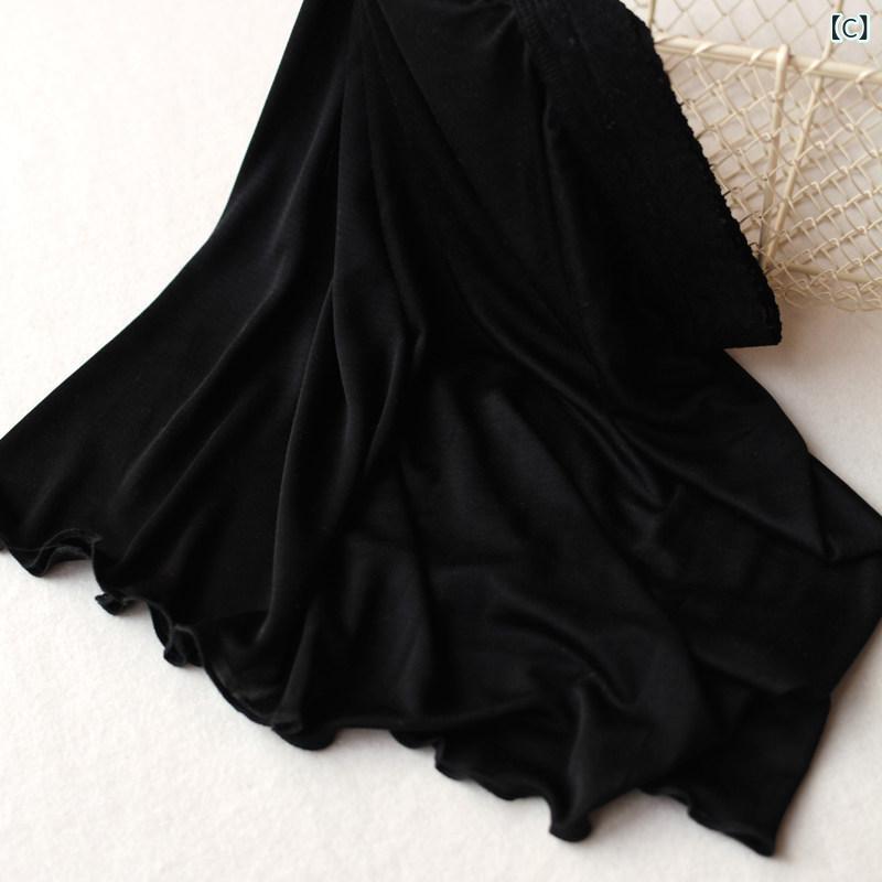 レディース インナースカート 　 スリップ 伸縮性 ニット ハーフスカート レース 花辺 薄手 ミニスカート ベースレイヤー 寝室着 軽量 吸湿速乾 女性用 下着 ソフト素材 かわいい