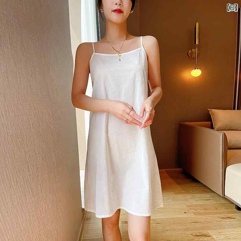 レディース インナースカート 綿 中長丈 キャミソール 見え防止 防透け 薄手 チャイナドレス用 ソフト 日常使い 軽量 女性向け