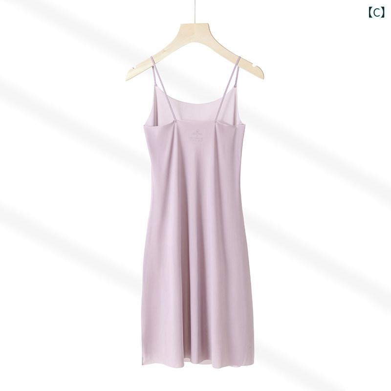 レディース インナースカート 　素材 透け防止 ストラップ 中長丈 ベーススカート 見え防止 滑らかな肌触り 軽量 吸湿性 普段使い