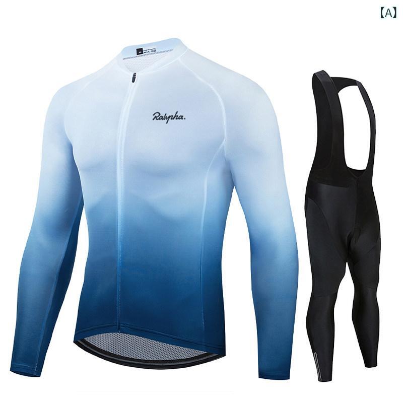 Wear - サイクリングウェア メンズ 秋用 長袖 ロードバイク セット 吸湿速乾 通気性 ストレッチ 軽量 ポリエステル UVカット 機能性 アウトドア