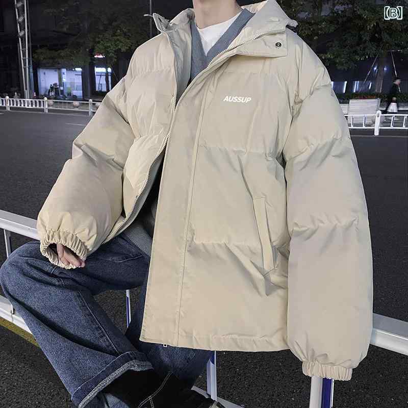 メンズ フード付き ダウンパーカー 冬用 ゆったり 大きめ 厚手 暖か 綿混 保温性 合わせやすい 学生 通学 ストリート カジュアル - 2