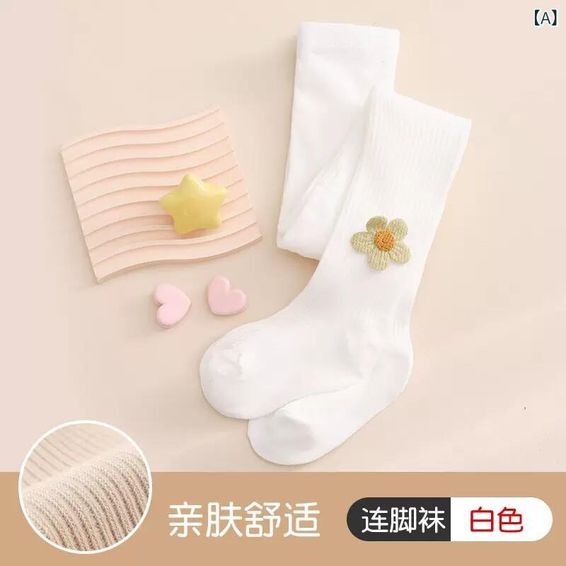 連体レギンス ベビー 女の子 薄手 綿 コットン ホワイト 春夏 おむつ対応 ゆったりヒップ 伸縮性 通気..