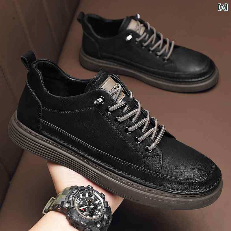 メンズ 秋 防水 防滑 黒 スニーカー 革靴 スリッポン 職場用 キッチン用 カジュアルシューズ 軽量 快適..