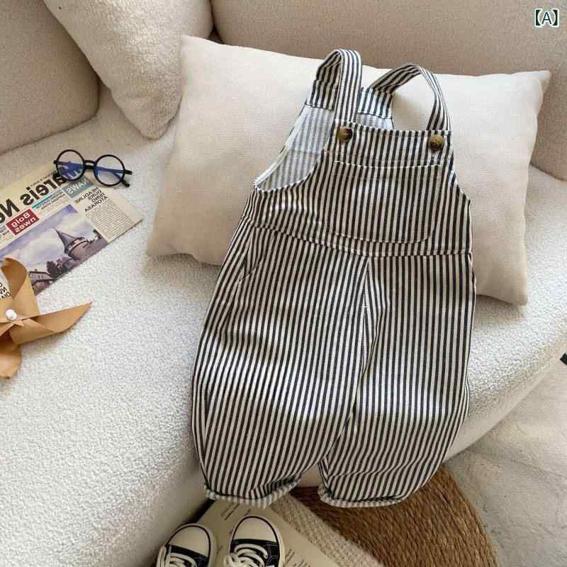 オーバーオール 男の子用 キッズ 春秋 ストライプ 連体ズボン ベビー 幼児 カジュアルパンツ 普段使い 合わせやすい スタイル