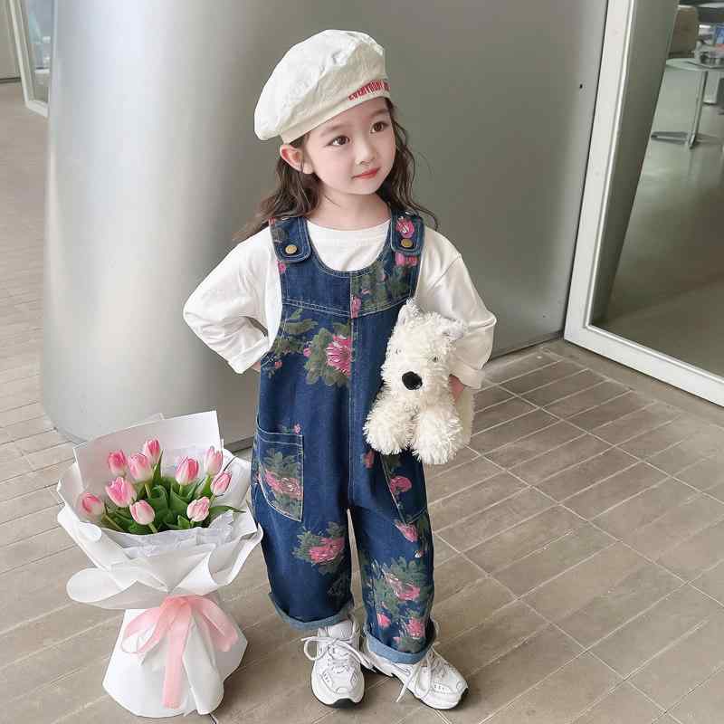 女の子用 ベビー デニム サロペット ゆったり 韓国 春秋 カジュアル ジーンズ パンツ ストレッチ 素材 快適 普段使い