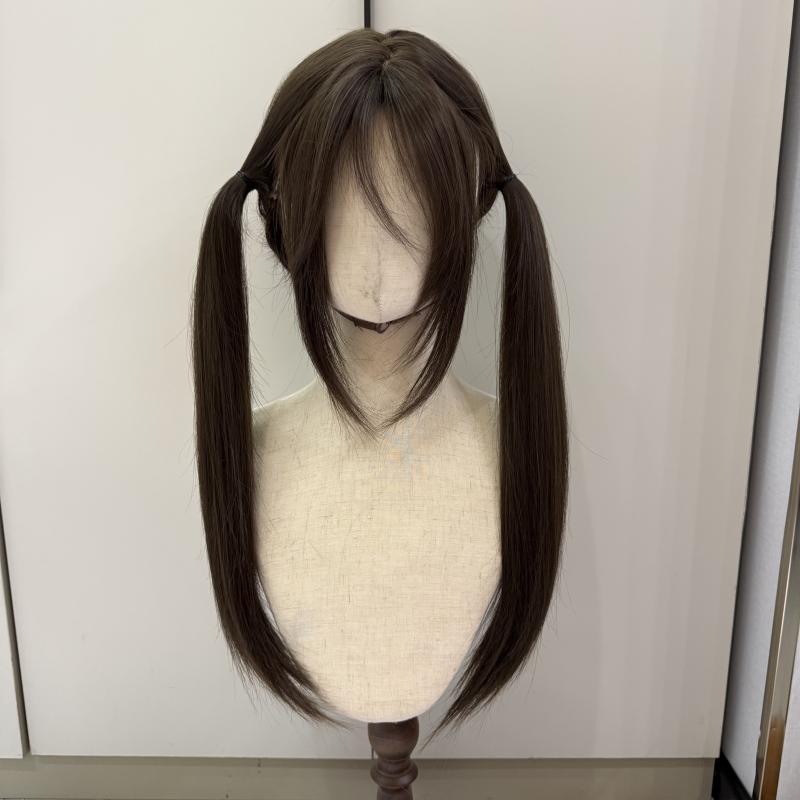 ウィッグ レディース ロリータ ナチュラル フレンチスタイル M字前髪 ツインテール ストレートヘア ロング かわいい 日常使い 合成繊維 軽量 自然な質感