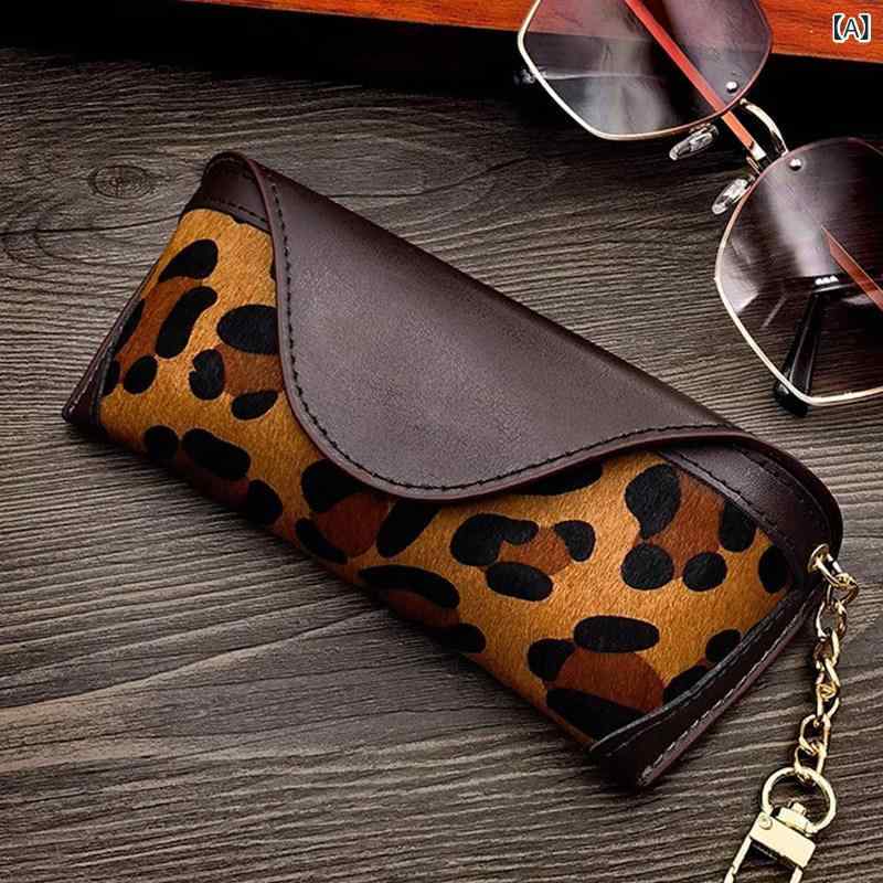 眼鏡ケース メンズ レディース 衝撃耐性 ヒョウ柄 馬毛素材 ポータブル 収納ポーチ 近視メガネ用 サングラス対応 柔軟素材 日常保護 旅行用 軽量