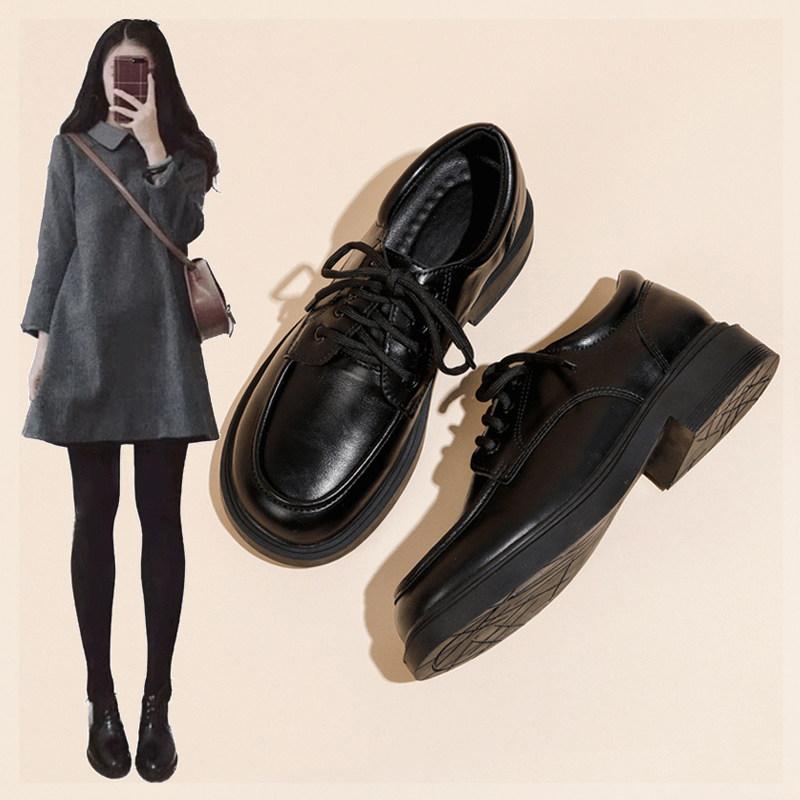 ローファー レディース 本革 厚底 レースアップ 黒 学院風 春秋 カジュアル 汎用 フラットシューズ 学生スタイル 軽量 快適 普段使い