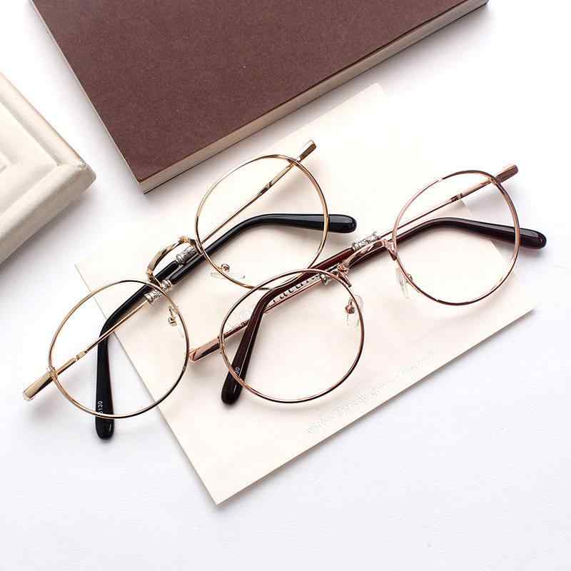 Glasses - 眼鏡フレーム メンズ レディース 丸型 金属製 レトロ デザイン ファッション トレンド 普段使い 軽量 形状