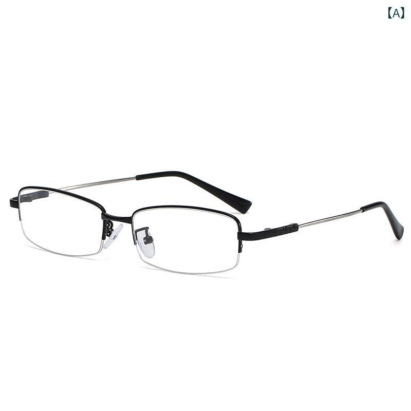 D & G - 眼鏡 男女用 ハーフリム 形状記憶フレーム チタン合金 超軽量 放射線防止 ビジネス 通勤 学生 学業 軽量素材 耐久性