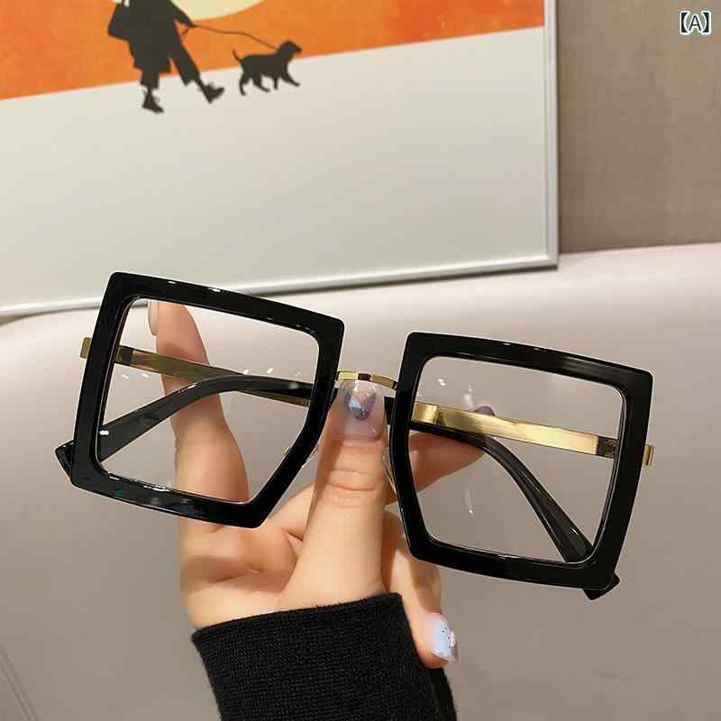 COACH - メガネ レディース メンズ 太フレーム スクエア型 ブルーライトカット ブラック 度なしレンズ 大顔対応 レトロ 韓国 日常使い 室内用 PC作業 ナチュラル ファッション