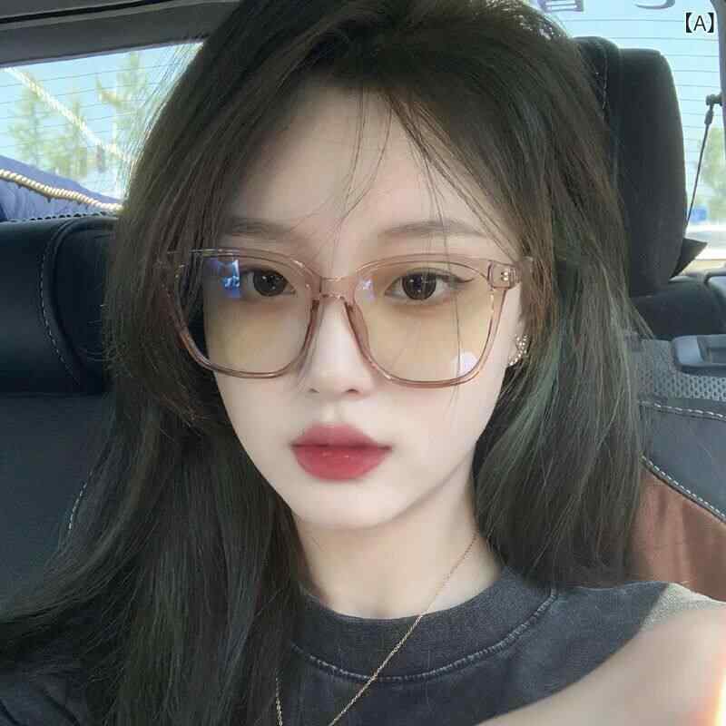 メガネフレーム レディース 韓国 ナチュラル ブラウン 大型 ラウンド 丸顔対応 スリム効果 ファッショ..