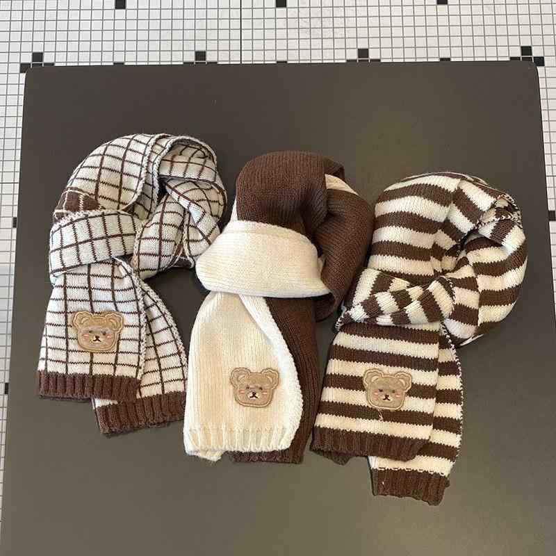 Mufflers - 秋冬 キッズ ニット マフラー 保温 厚手 暖か スカーフ ストール 男の子 女の子 ベビー ユニセックス 毛糸 柔らかい 素材 普段使い 防寒 カジュアル ベーシック