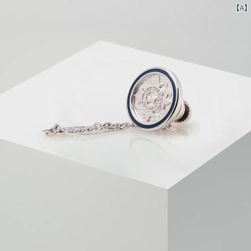 ブローチ メンズ ひまわり 騎士 モチーフ ブルー エナメル 白金メッキ スーツ用 フォーマル アクセサリー ビジネス ファッション 装飾品