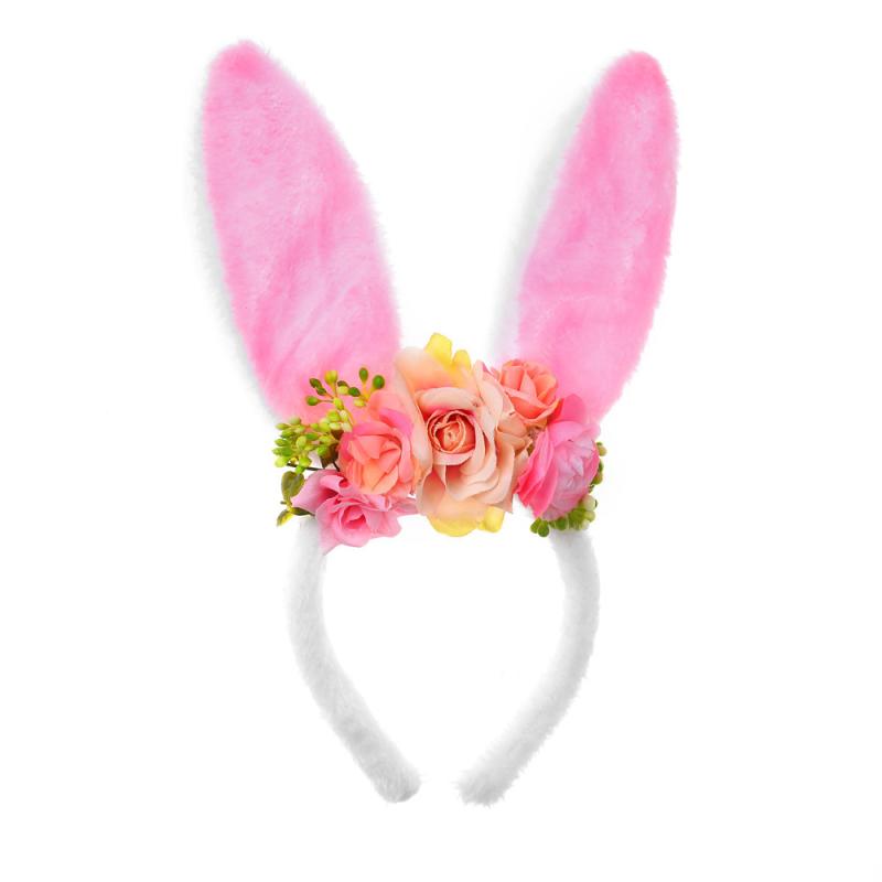 Rakuten - ヘアアクセサリー かわいい 花飾り ピンク イヤーピース リアルフラワー イースター ウサギ耳 ロング ヘッドバンド 春 フェスティバル ヘアバンド 柔らか素材 ヘアアレンジ 日常使い 軽量 女性用 かわいいスタイル ピンク系 カラー 春夏 コーディネー