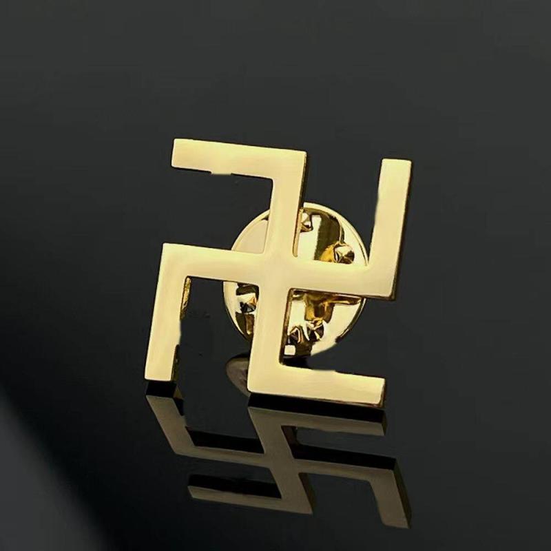 ブローチ チタニウムステンレス 卍 梵字シンボル クラシック デザイン 汎用 胸針 コート シャツ フォーマル 襟元 アクセサリー 軽量 メンズ レディース 対応