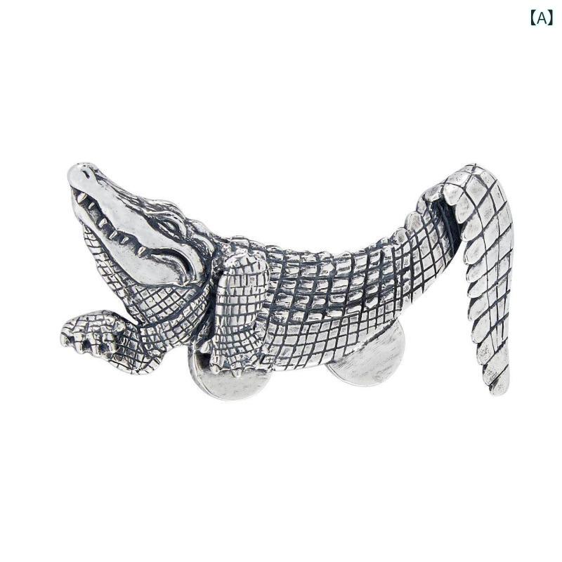 ブローチ メンズ レトロ 伝統 ワニ 動物モチーフ スーツ コート シャツ 襟 装飾 ピン バッジ 汎用 フォーマル アクセサリー
