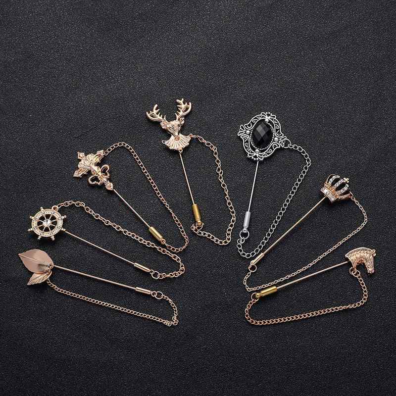 ブローチ ユニセックス 王冠モチーフ ストレートピン 胸花 スーツアクセサリー スタイリッシュ メンズ レディース 共通 フォーマルウェア 装飾品 メタル ピン