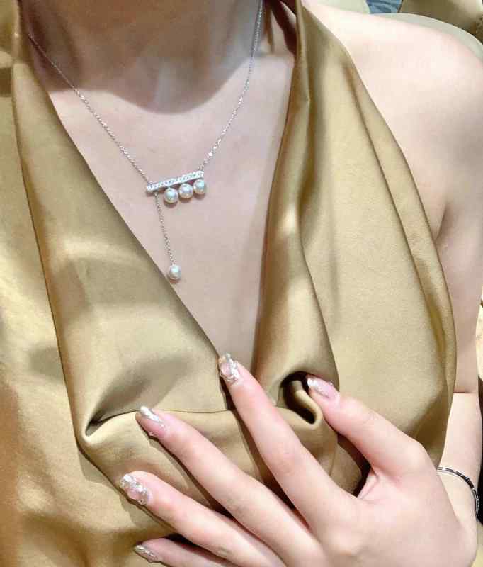 Yellow - ネックレス 女性用 天然淡水真珠 鎖骨チェーン 高級感 精緻 ファッション 上品 光沢 シンプル エレガント ジュエリー アクセサリー
