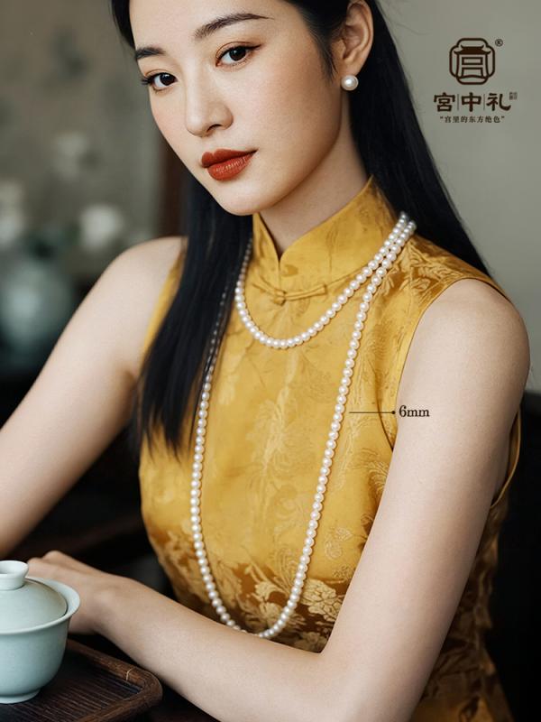 帕维尔 - レディース ネックレス 白パール ロングチェーン 高級感 チャイナドレス 配飾 レイヤード アクセサリー 華やか 女性用 ジュエリー パール 装飾 首元 ポイント スタイリッシュ