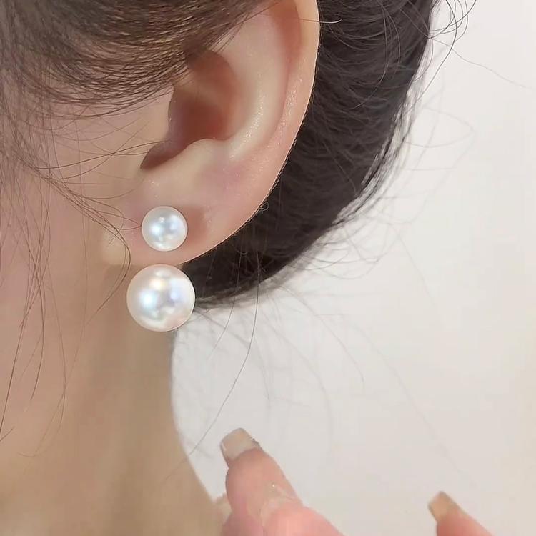 イヤリング パール スタッド 前後両用 高級感 ユニーク デザイン 女性用 日常使い シンプル アクセサリー ジュエリー(4.0)