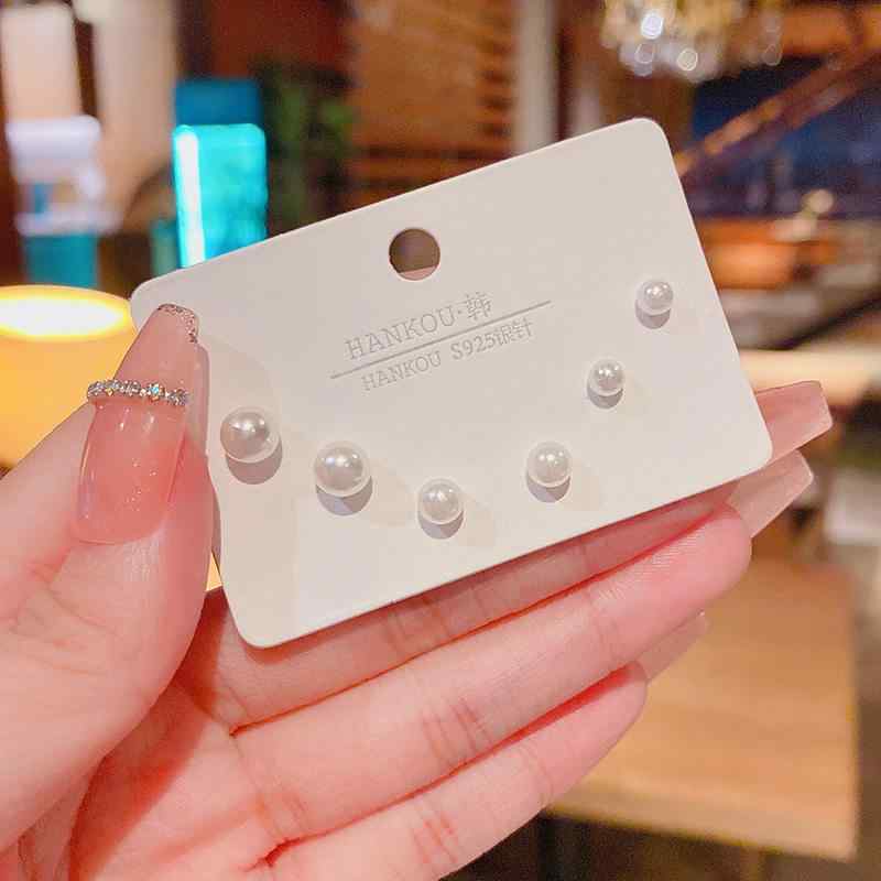 樂天商城 - レディース イヤリング ピアス セット パール スタッド シルバー シンプル 韓国 日常使い 華奢 光沢 アクセサリー
